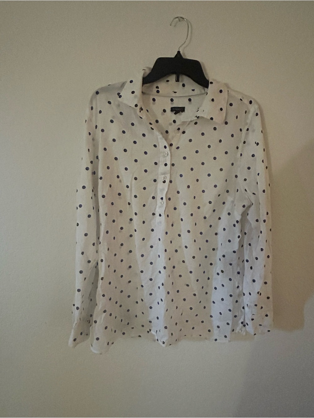 Talbots White Blouse with Black Polka Dots